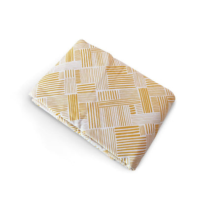 Modern Retro Mustard Yellow Stripe Print Soft Cotton Three-Layer Dohar | Lightweight Blanket | Baby & Single Bed Sizes