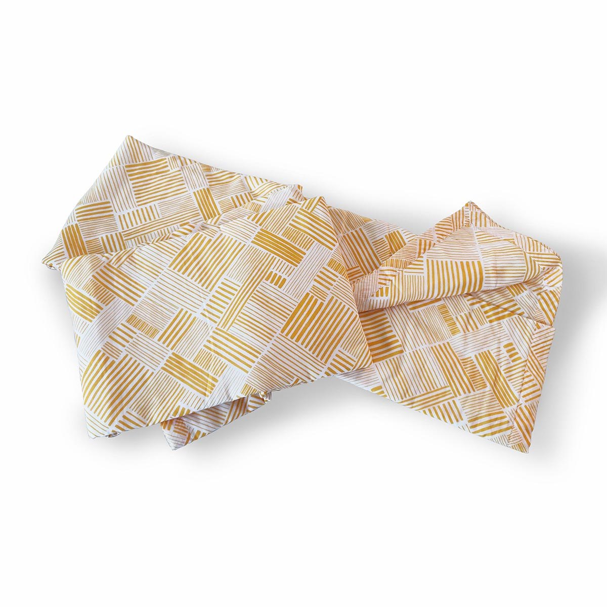 Modern Retro Mustard Yellow Stripe Print Soft Cotton Three-Layer Dohar | Lightweight Blanket | Baby & Single Bed Sizes