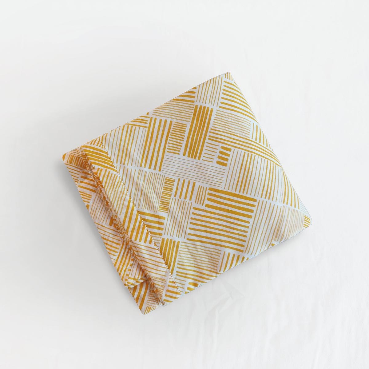 Modern Retro Mustard Yellow Stripe Print Soft Cotton Three-Layer Dohar | Lightweight Blanket | Baby & Single Bed Sizes