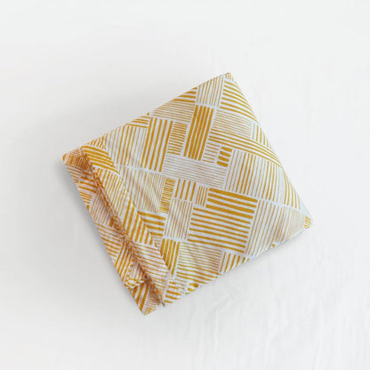 Modern Retro Mustard Yellow Stripe Print Soft Cotton Three-Layer Dohar | Lightweight Blanket | Baby & Single Bed Sizes