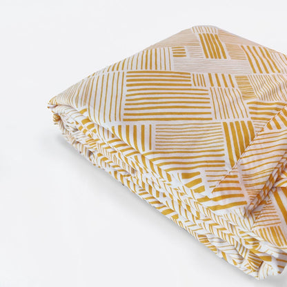 Modern Retro Mustard Yellow Stripe Print Soft Cotton Three-Layer Dohar | Lightweight Blanket | Baby & Single Bed Sizes