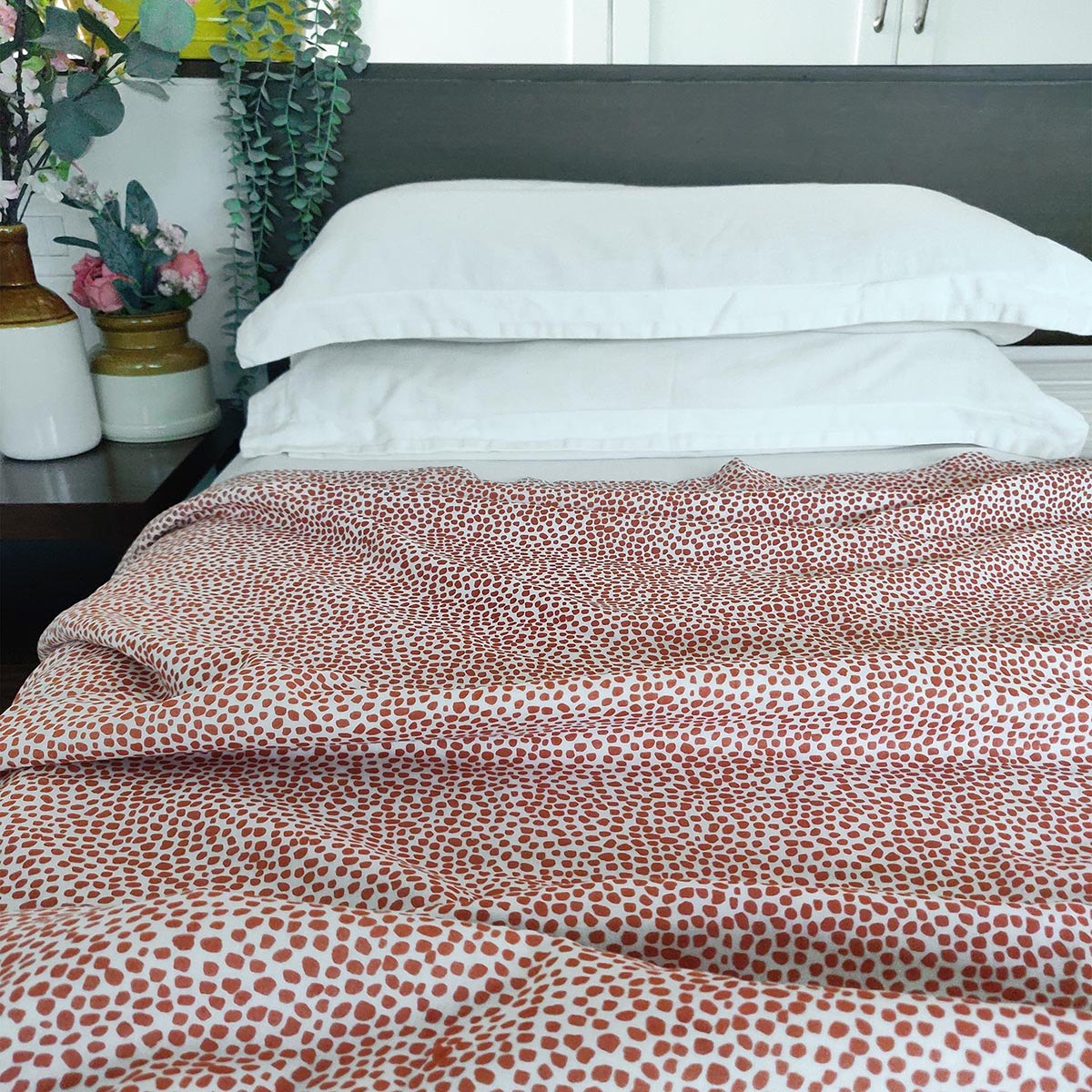 Modern Retro Rust Dot Print Soft Cotton Three-Layer Dohar | Lightweight Blanket | Baby & Single Bed Sizes