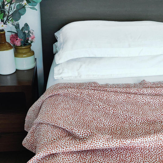 Modern Retro Rust Dot Print Soft Cotton Three-Layer Dohar | Lightweight Blanket | Baby & Single Bed Sizes
