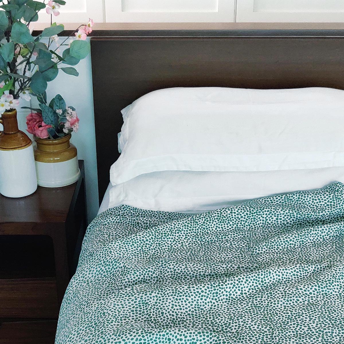 Modern Retro Green Dot Print Soft Cotton Three-Layer Dohar | Lightweight Blanket | Baby & Single Bed Sizes