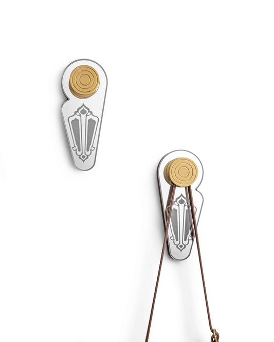 Elegant Mandala Khadau Wall Hook – Handcrafted Brass & Walnut Accent