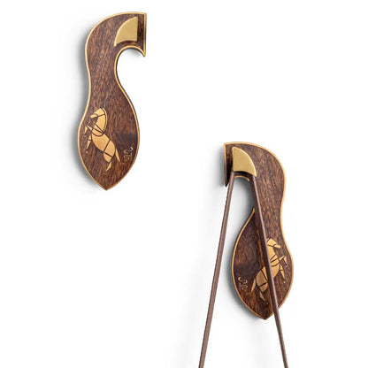 Mustang Khadau Khooti Handcrafted Wooden Wall Hook with Brass Inlay