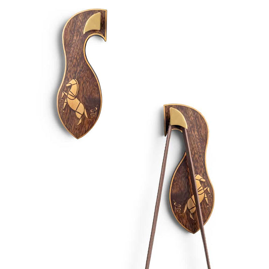Mustang Khadau Khooti Handcrafted Wooden Wall Hook with Brass Inlay