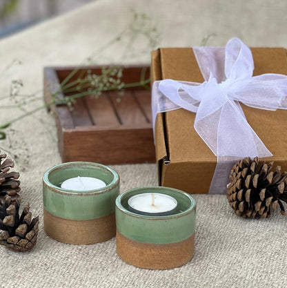 LUMIERES Elegant Clay Tea Light Holders Set of Two