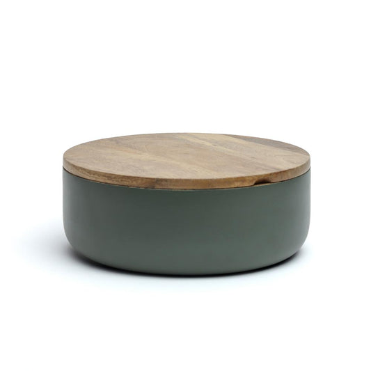 Handcrafted Luca Green Wooden Roti Box with Natural Finish