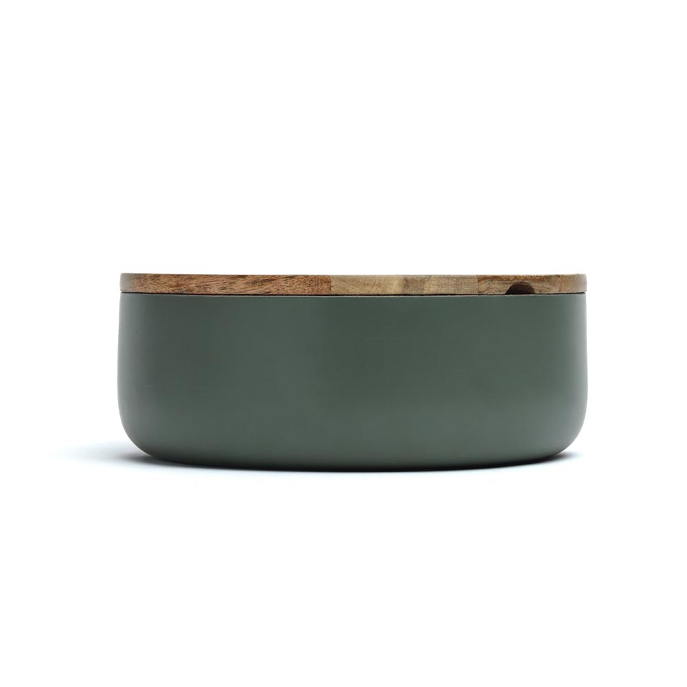 Handcrafted Luca Green Wooden Roti Box with Natural Finish