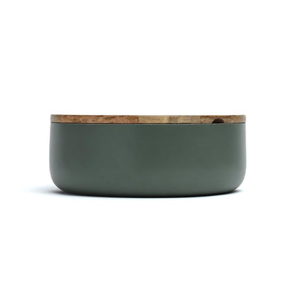 Handcrafted Luca Green Wooden Roti Box with Natural Finish