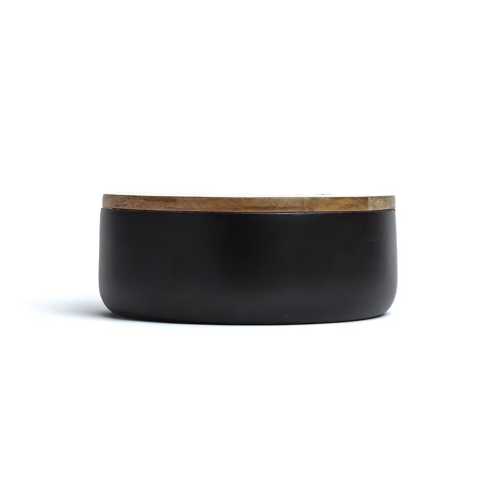 Elegant Luca Black Hand-Painted Solid Wood Roti Box