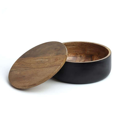 Elegant Luca Black Hand-Painted Solid Wood Roti Box