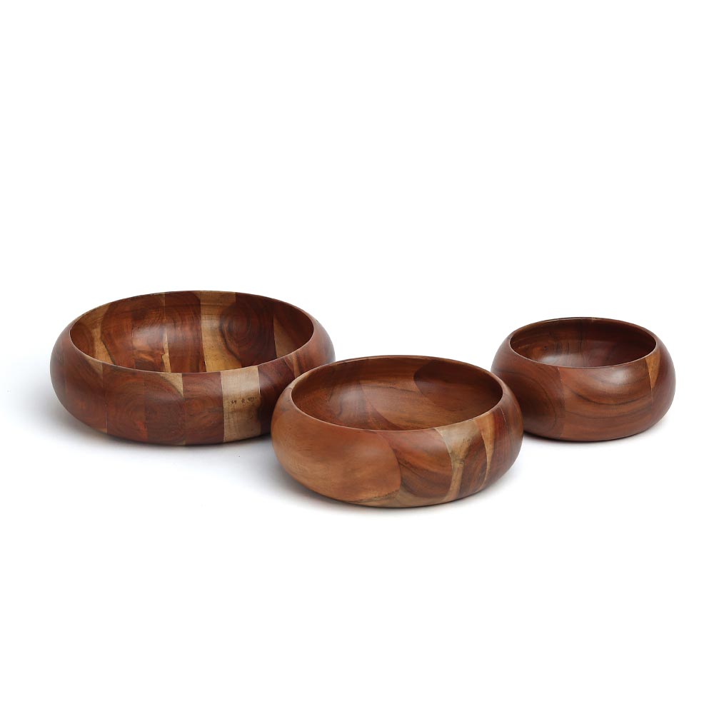 Cory Rich Handcrafted Wooden Serving Bowl Set of Three