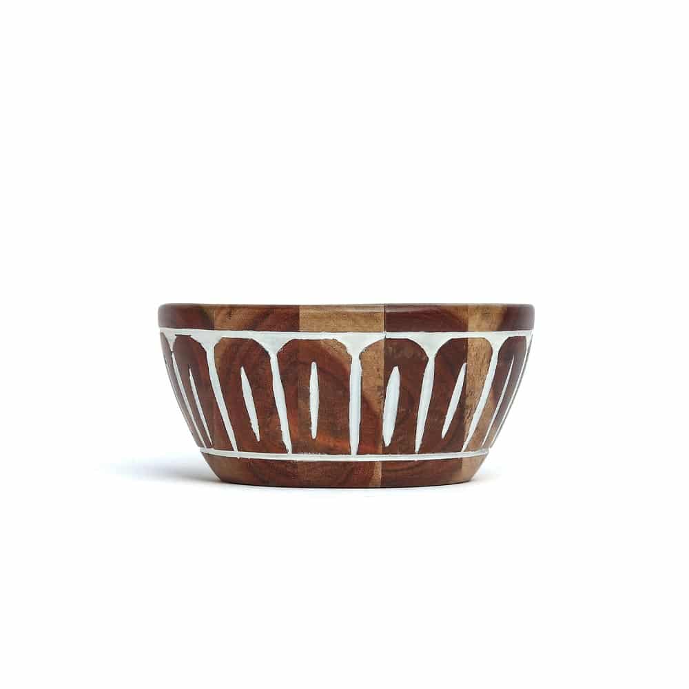 Aurora Handcrafted Solid Wood White Bowl – Elegant Kitchen Serveware