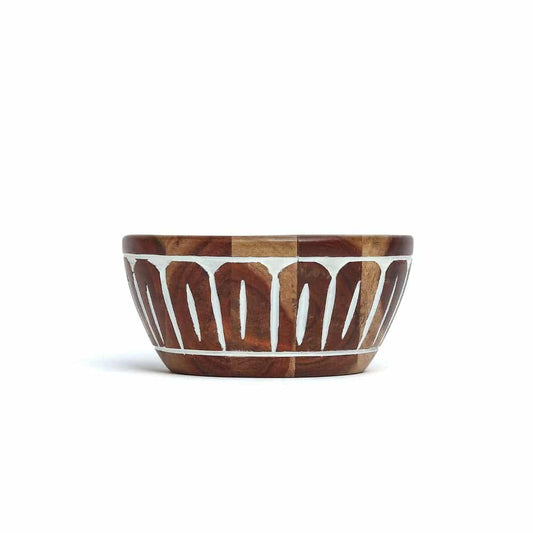 Aurora Handcrafted Solid Wood White Bowl – Elegant Kitchen Serveware