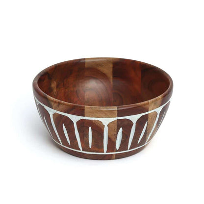 Aurora Handcrafted Solid Wood White Bowl – Elegant Kitchen Serveware