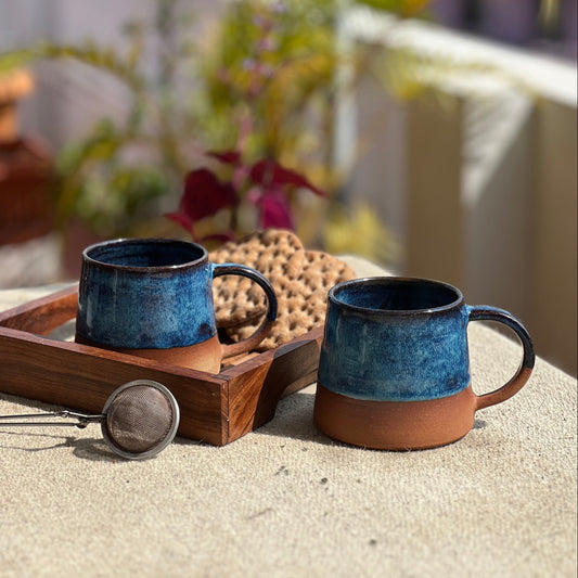 Cerulean Blue Ceramic Coffee Mug Set of Two – 250ml