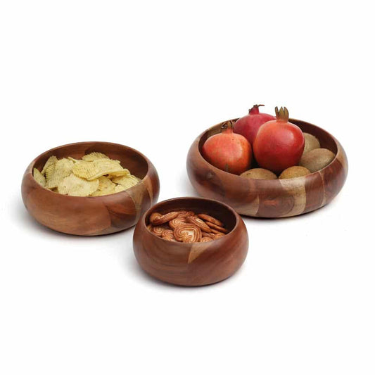 Cory Rich Handcrafted Wooden Serving Bowl Set of Three