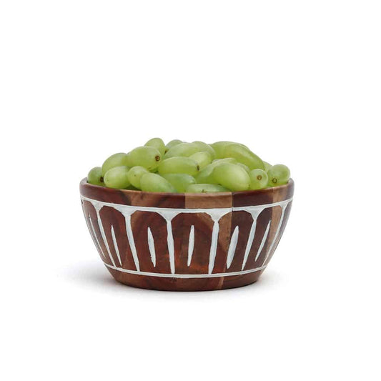 Aurora Handcrafted Solid Wood White Bowl – Elegant Kitchen Serveware