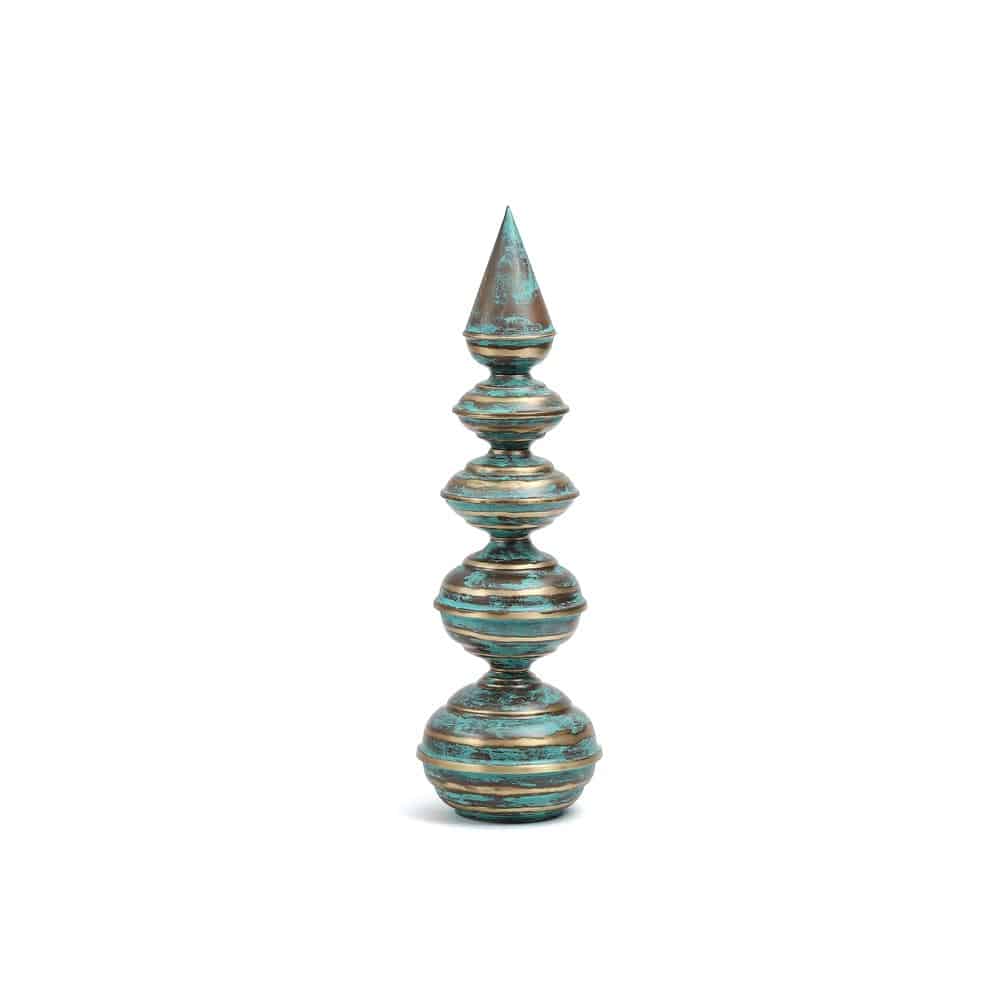 Patinated Brass Temple Corner Trio – Handcrafted Hindu Temple Top Décor