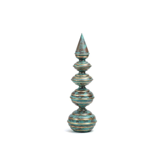 Patinated Brass Temple Corner Trio – Handcrafted Hindu Temple Top Décor