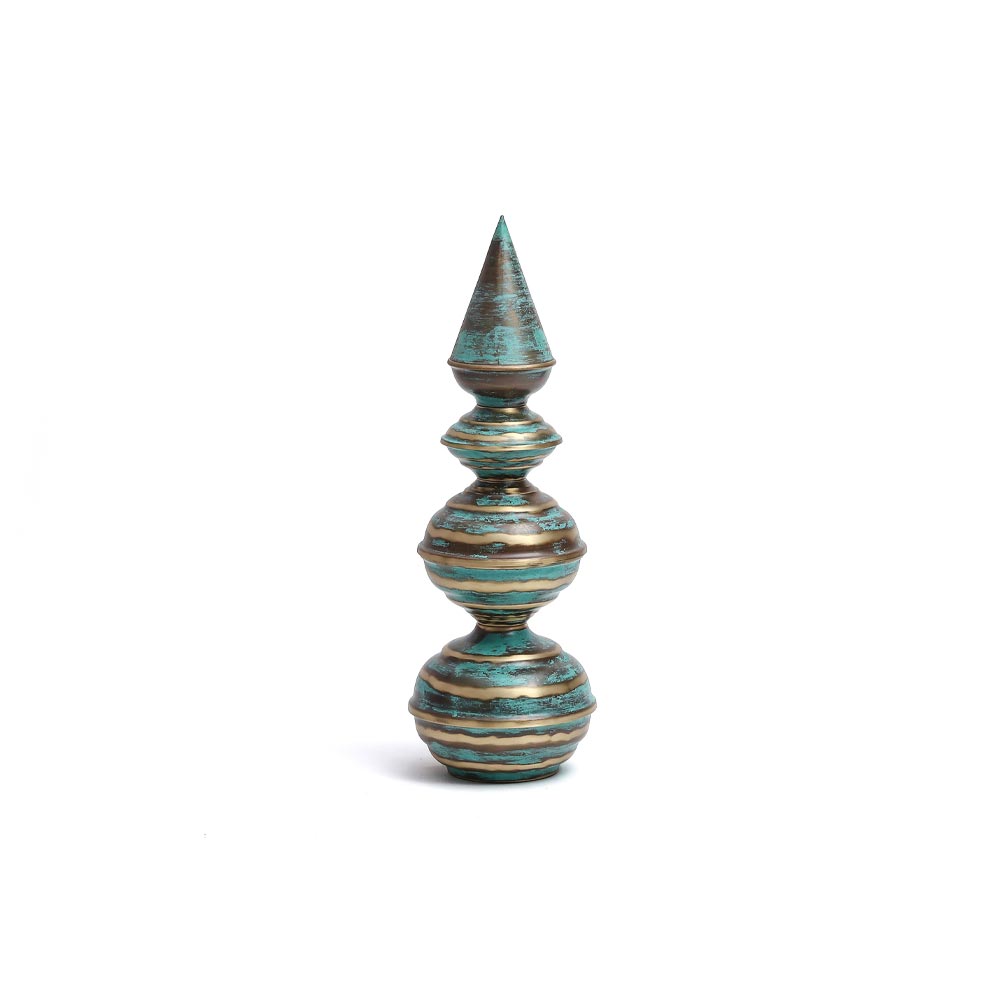 Patinated Brass Temple Corner Trio – Handcrafted Hindu Temple Top Décor