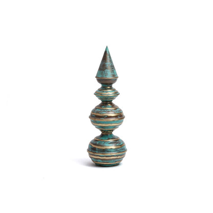 Patinated Brass Temple Corner Trio – Handcrafted Hindu Temple Top Décor