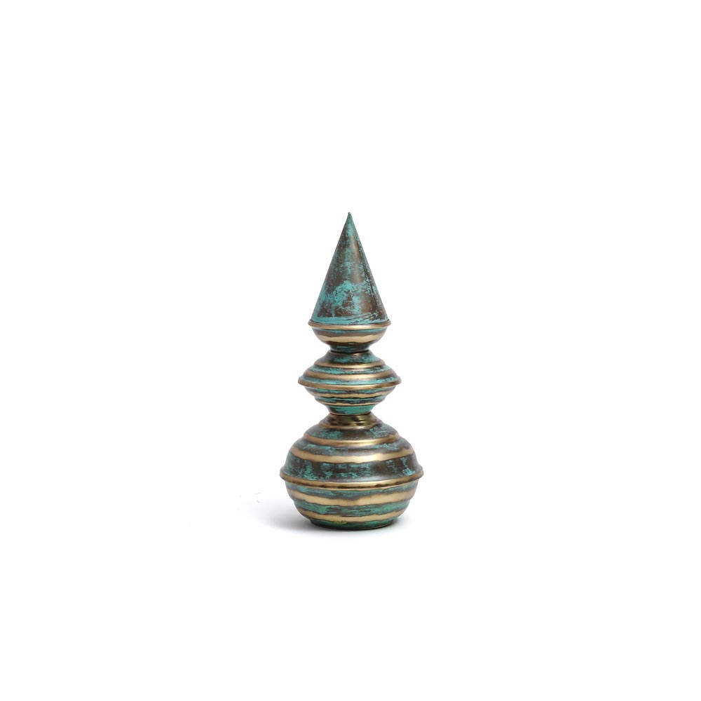 Patinated Brass Temple Corner Trio – Handcrafted Hindu Temple Top Décor