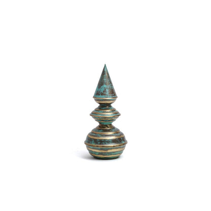 Patinated Brass Temple Corner Trio – Handcrafted Hindu Temple Top Décor