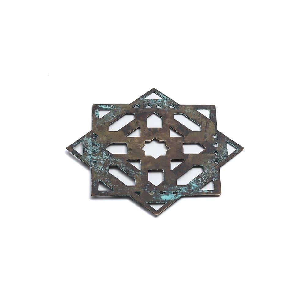 Elegant Turquoise Brass Mantra Coasters – Set of Two