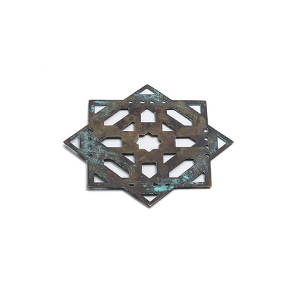 Elegant Turquoise Brass Mantra Coasters – Set of Two