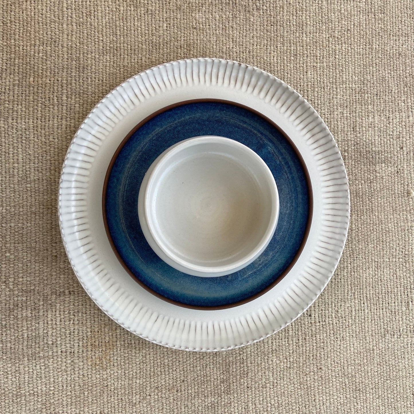 Elegant Ivory & Blue Side Plate – 20cm Diameter for Snacks
