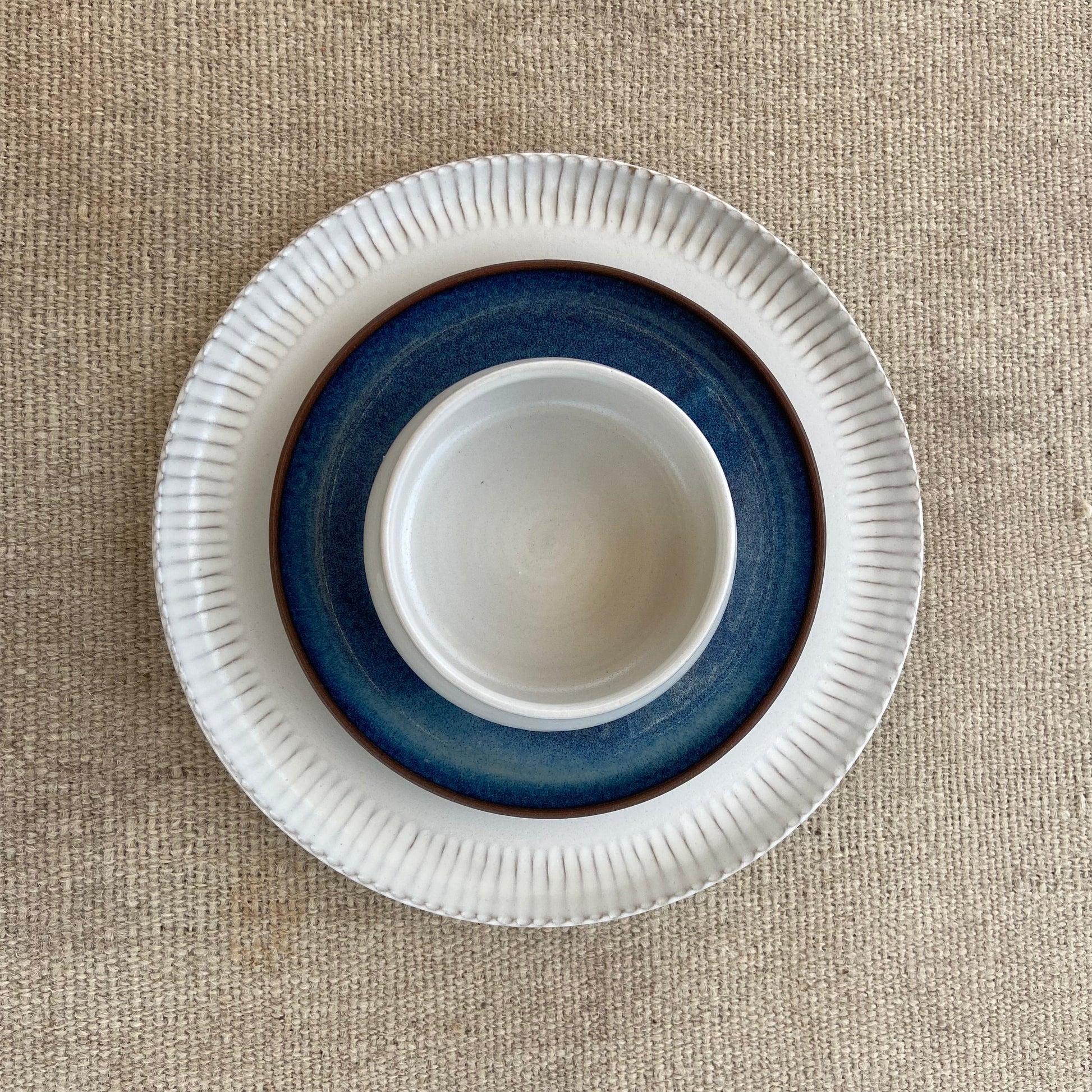 Elegant Ivory & Blue Side Plate – 20cm Diameter for Snacks