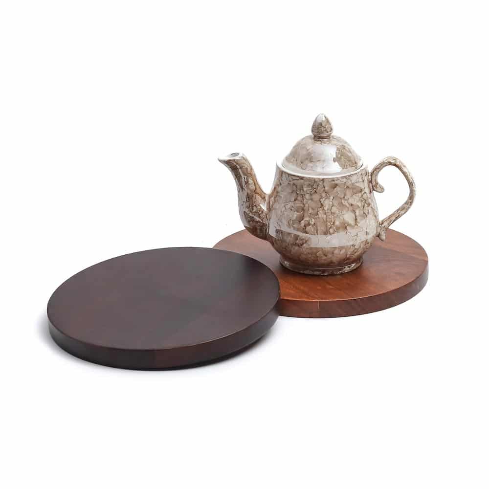 Handcrafted Rosemary Natural Wood Disc Trivet for Kitchen