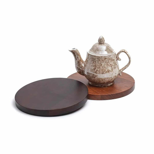 Handcrafted Rosemary Natural Wood Disc Trivet for Kitchen