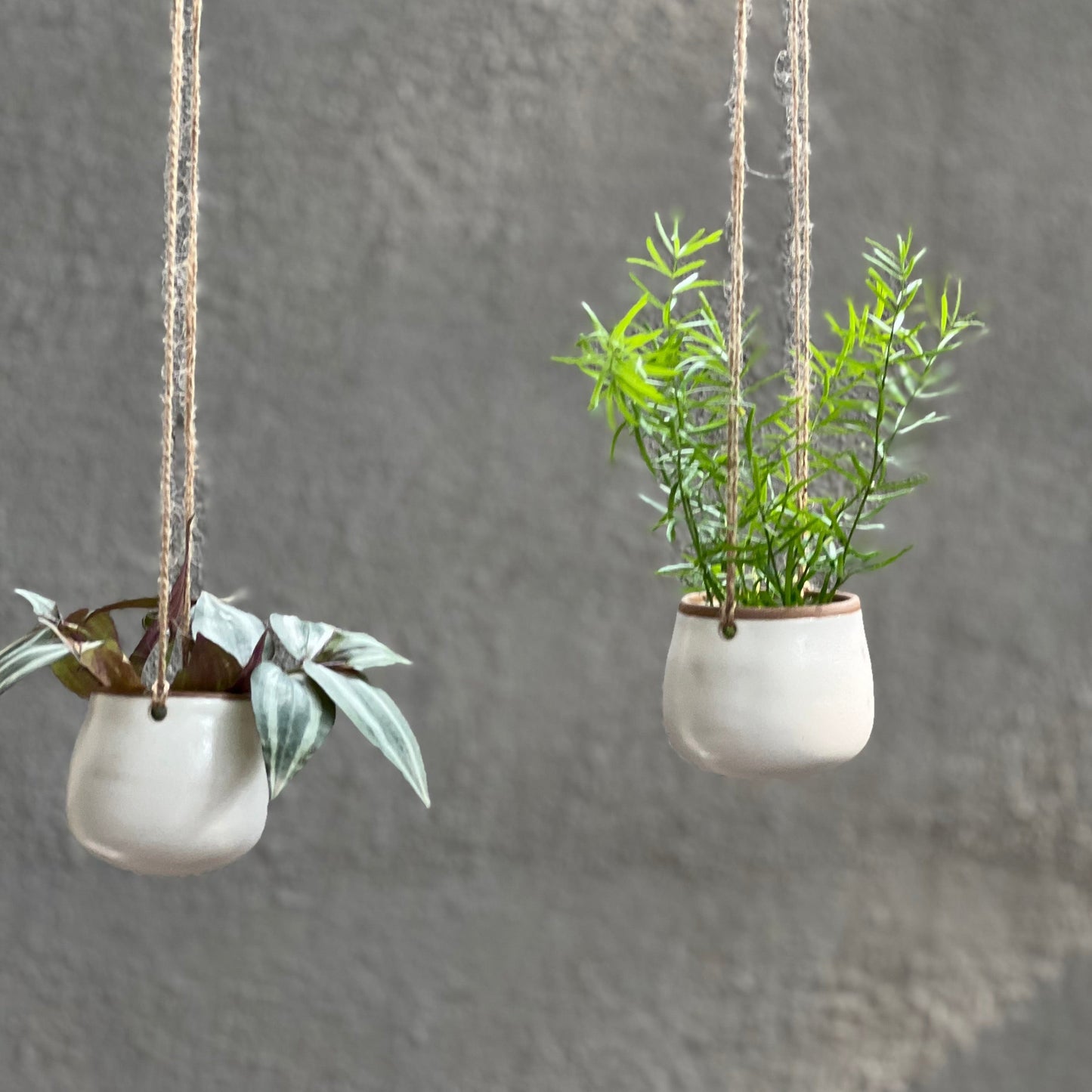 Wheaten Ceramic Hanging Bud Planter Set of Two – Green Décor