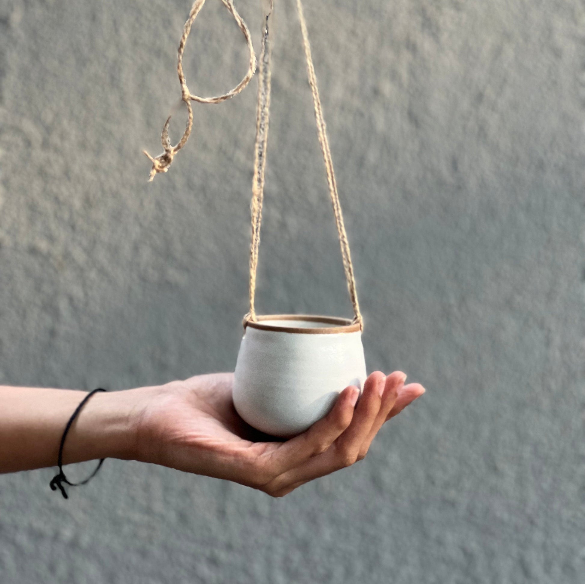 Wheaten Ceramic Hanging Bud Planter Set of Two – Green Décor