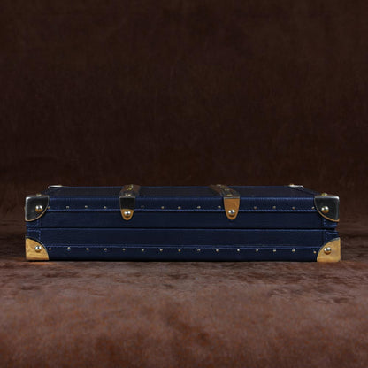 Luxury Blue Leather Necklace Trunk with Velvet Lining