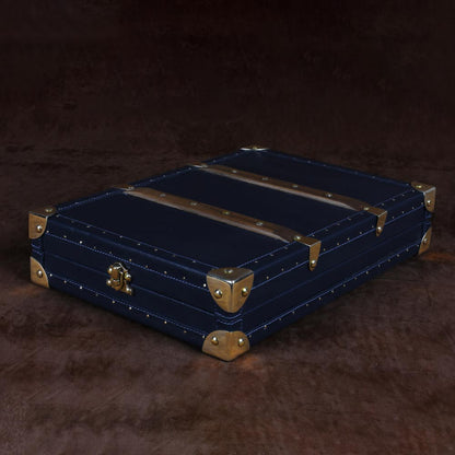 Luxury Blue Leather Necklace Trunk with Velvet Lining