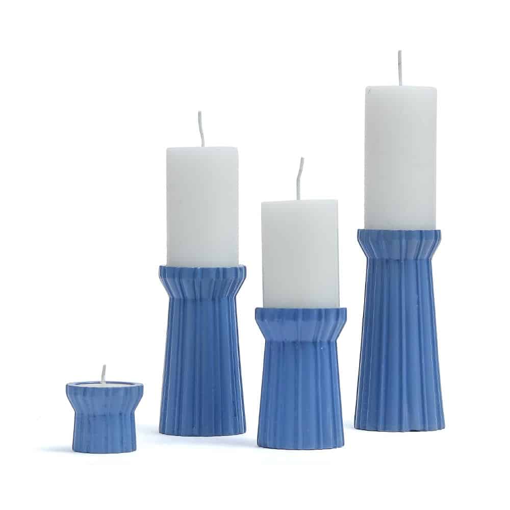 Qutub Azure Blue Candle Stand – set of 4