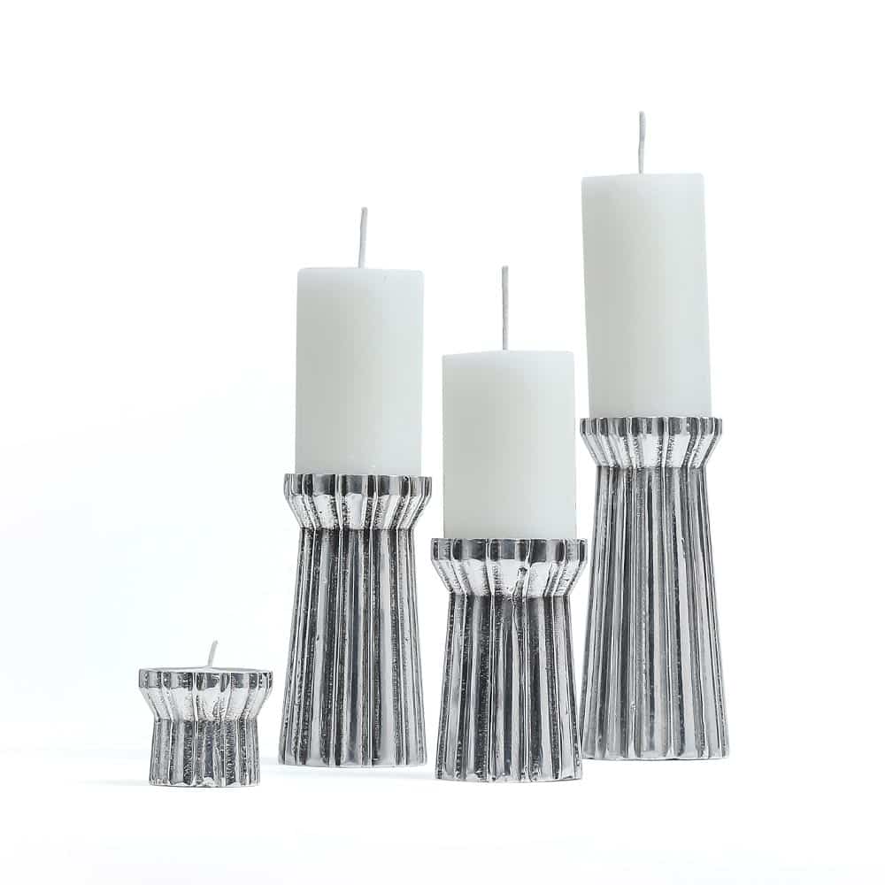 Qutub Silver Candle Stand – set of 4