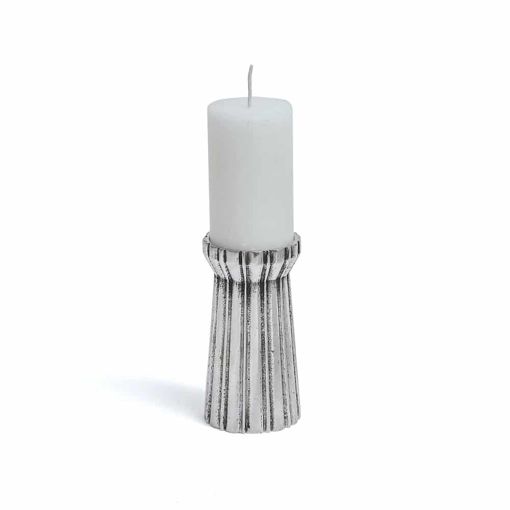 Qutub Silver Candle Stand – Medium