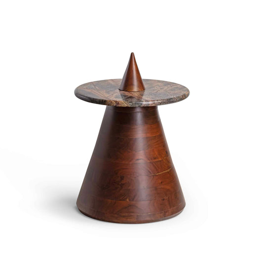 Handcrafted Bidasar Stone Pyramid Table with Removable Marble Top