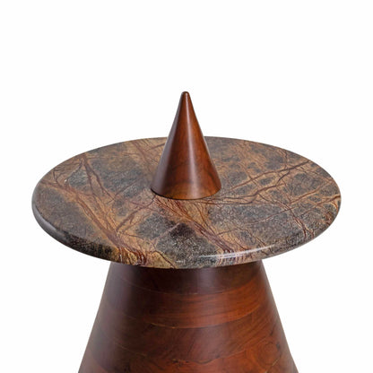 Handcrafted Bidasar Stone Pyramid Table with Removable Marble Top