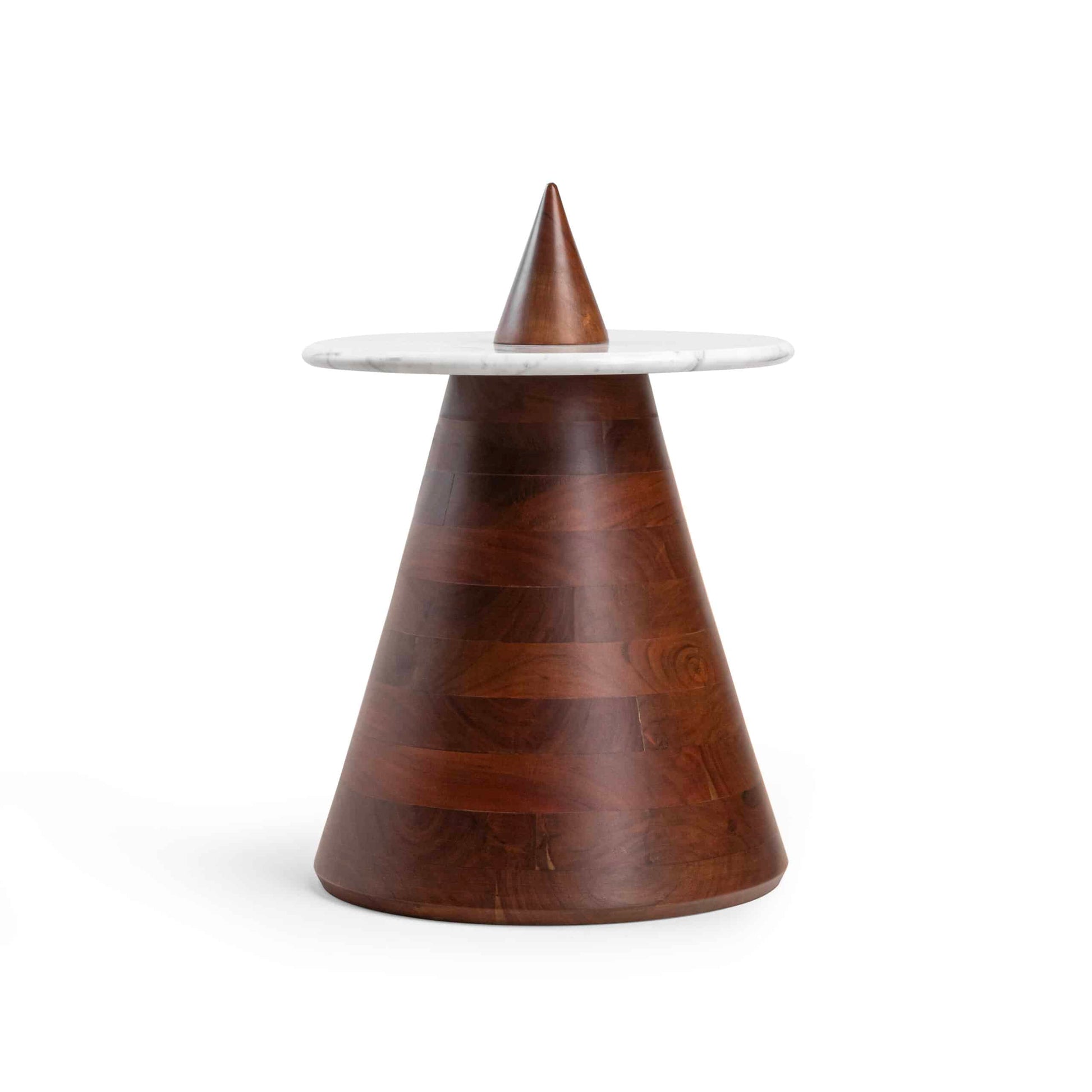Luxurious Statuario Marble Pyramid Side Table with Removable Top