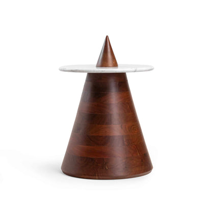 Luxurious Statuario Marble Pyramid Side Table with Removable Top