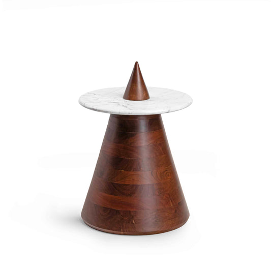 Luxurious Statuario Marble Pyramid Side Table with Removable Top