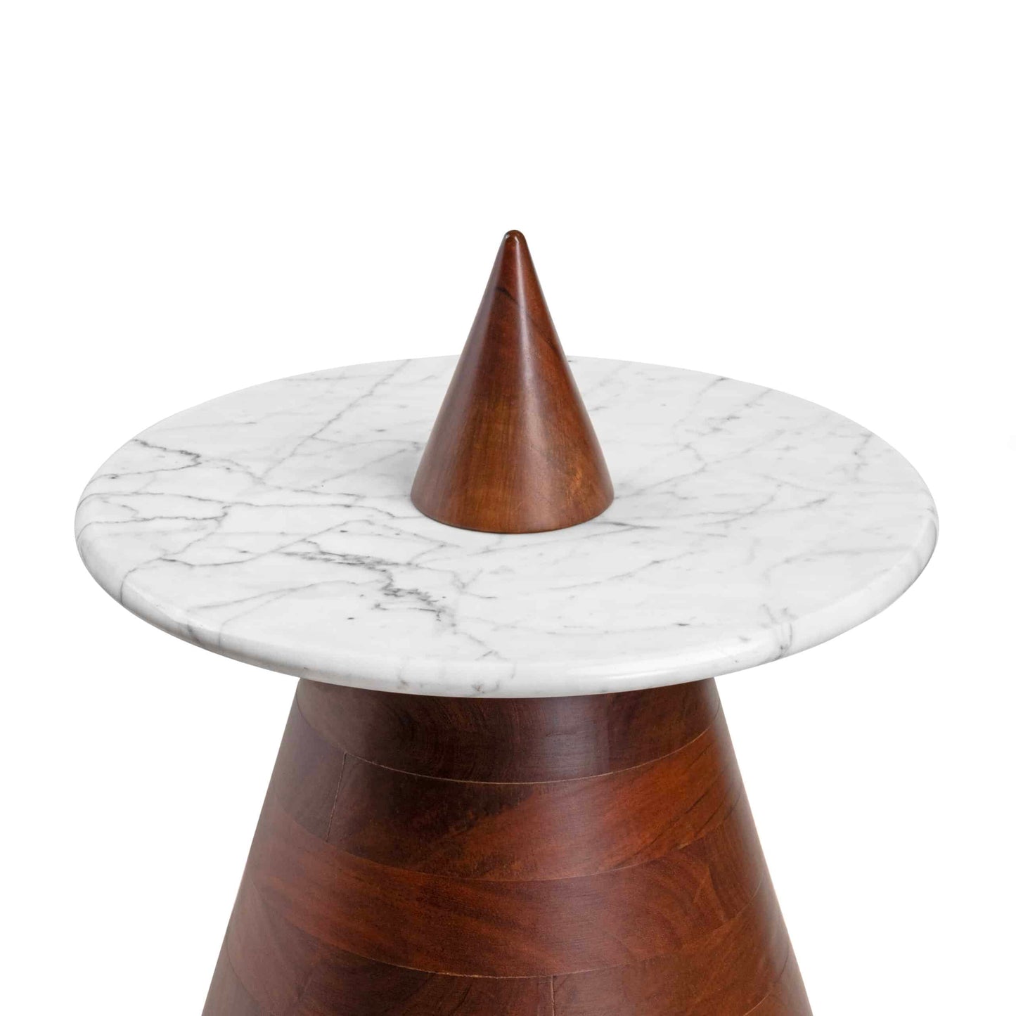 Luxurious Statuario Marble Pyramid Side Table with Removable Top