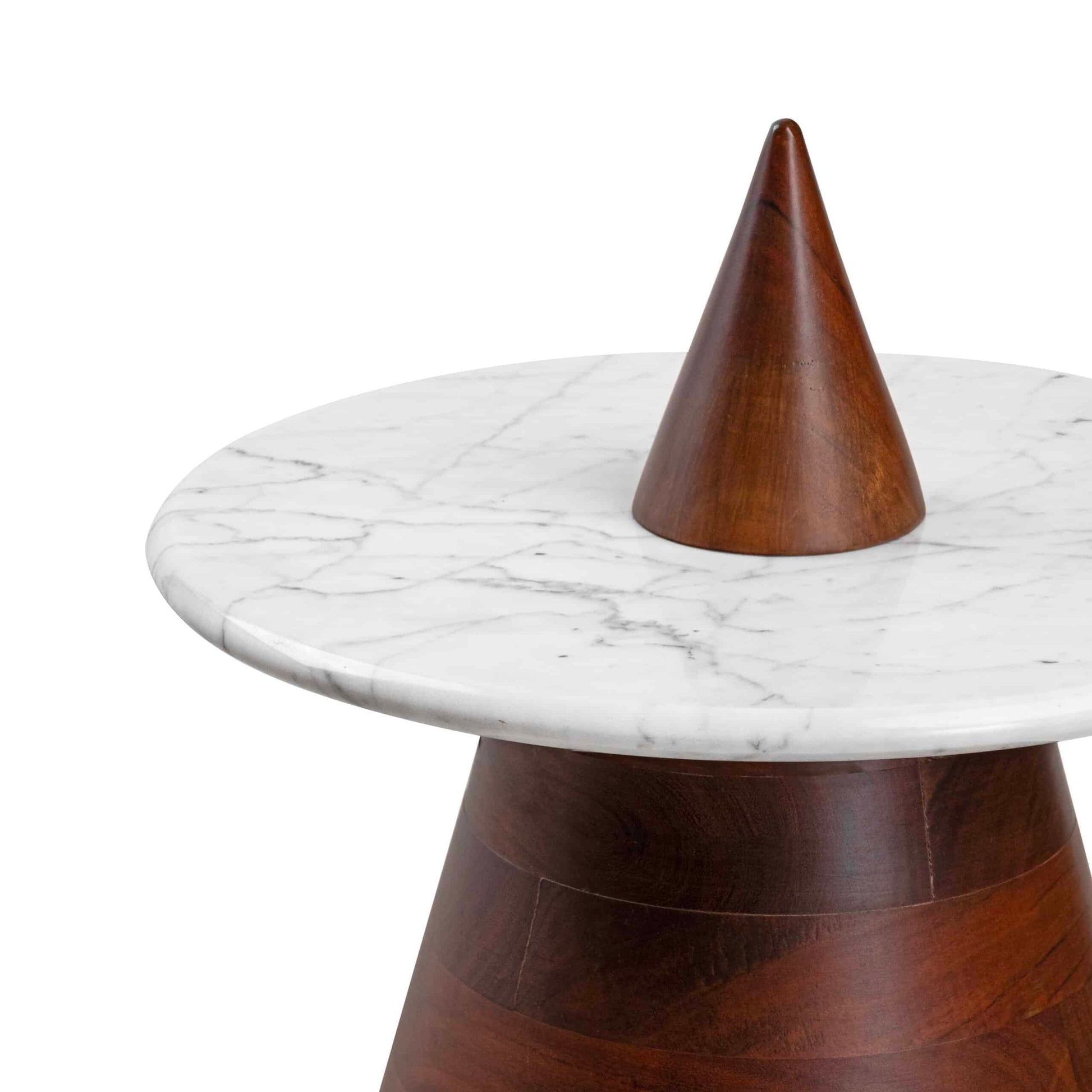 Luxurious Statuario Marble Pyramid Side Table with Removable Top
